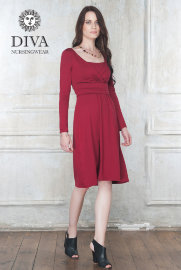 Платье для кормящих и беременных Diva Nursingwear Alba дл.рукав, цвет Berry